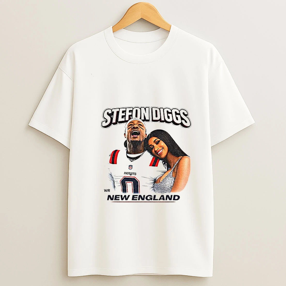 Stefon Diggs Cardi B New England Football Player Portrait T Shirt