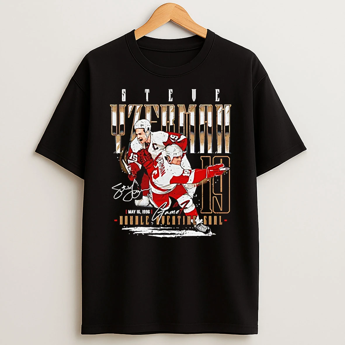 Steve Yzerman Detroit Red Wings Game 7 1996 Signature T Shirt