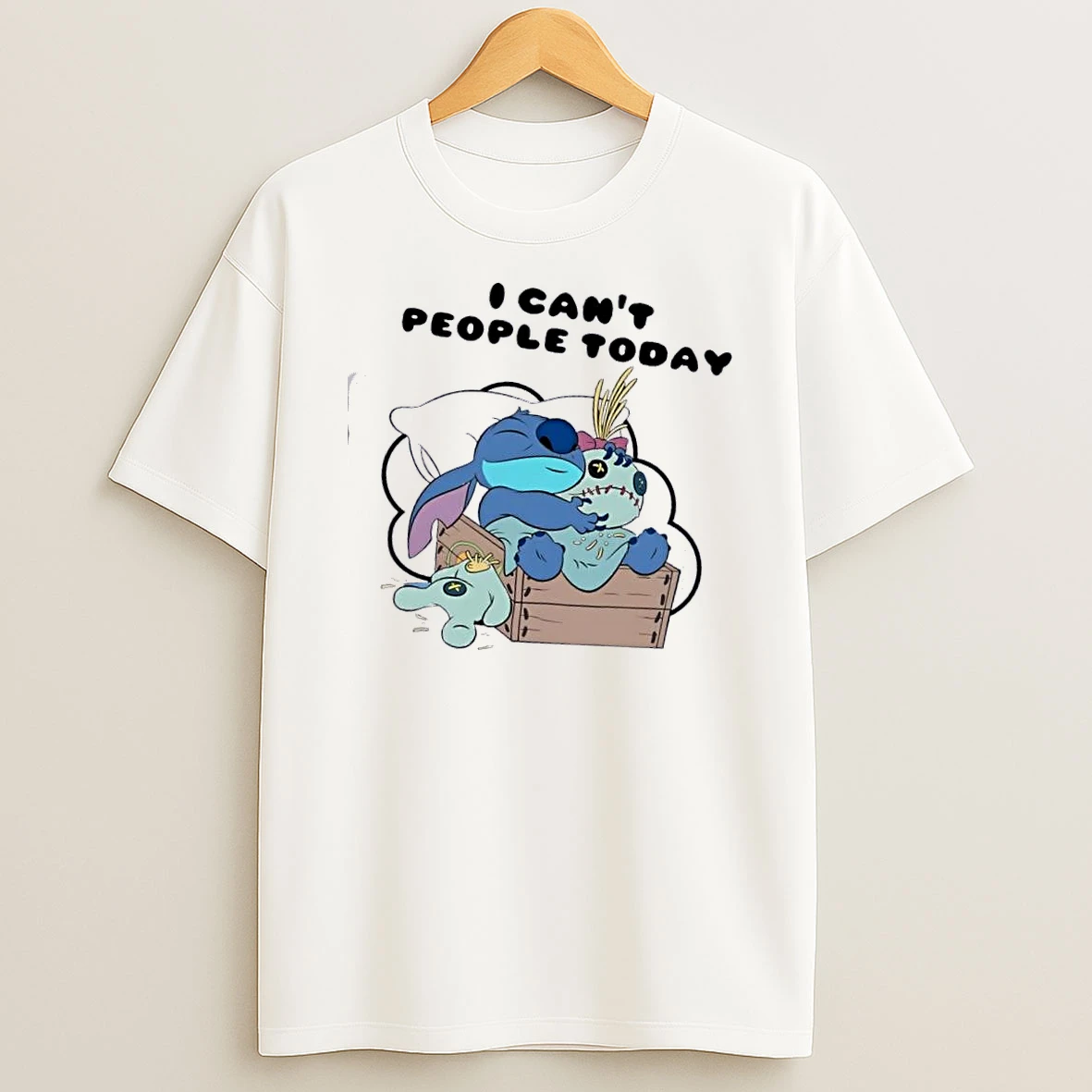 Stitch I Cant People Today Cartoon T Shirt