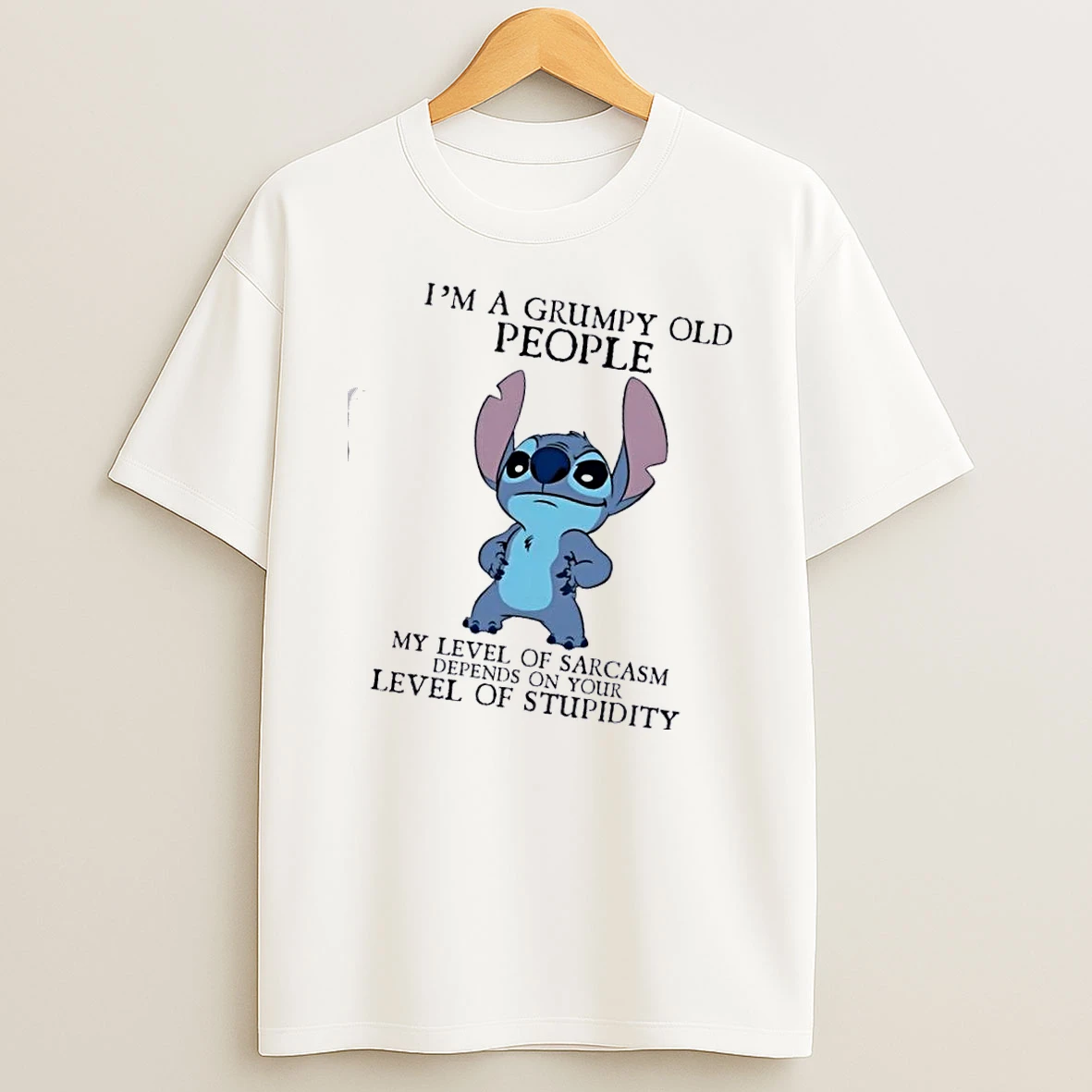 Stitch Im A Grumpy Old People My Level Of Sarcasm Depends On Your Level Of Stupidity T Shirt