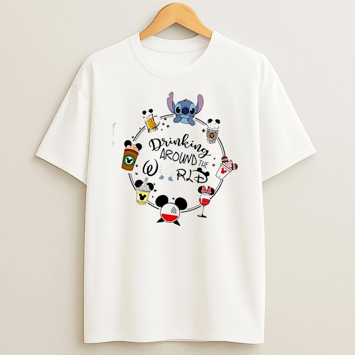 Stitch Drinking Around The World T Shirt