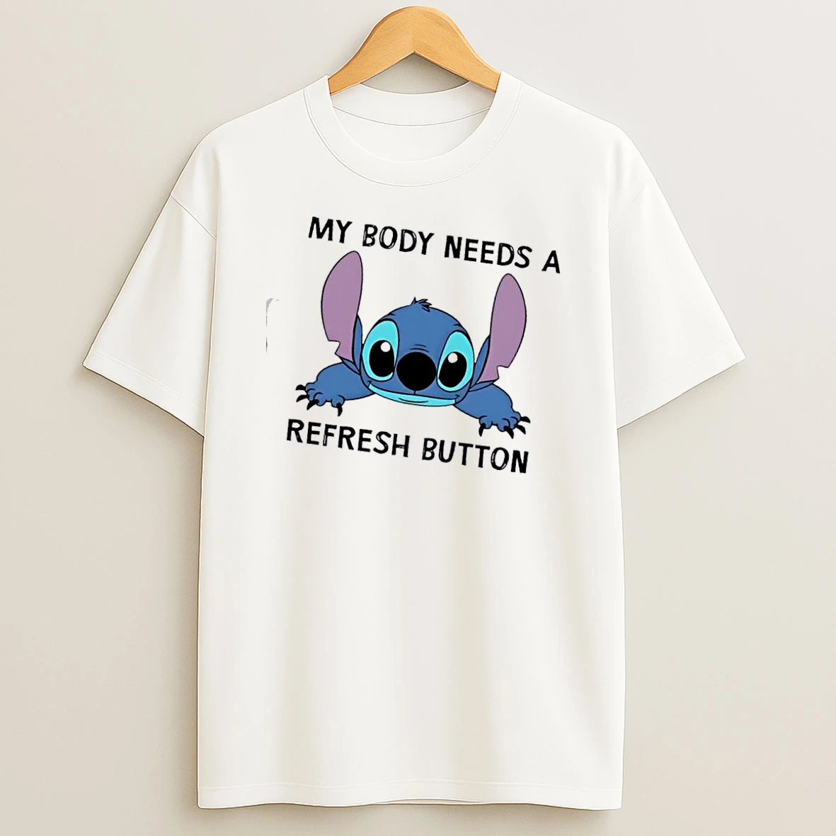 Stitch My Body Needs A Refresh Button T Shirt