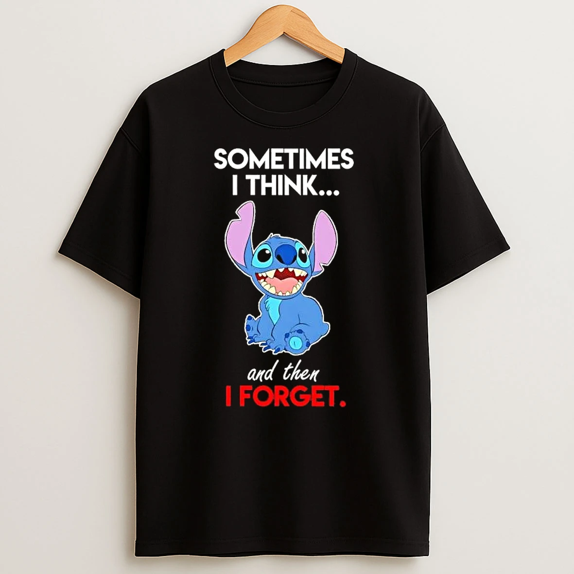 Stitch Sometimes I Think And Then I Forget Cartoon T Shirt
