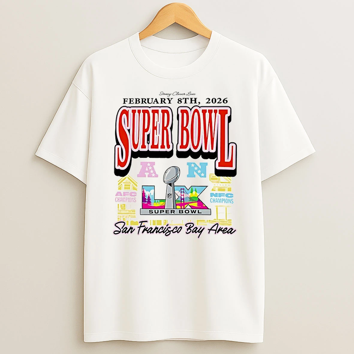 Stoney Clover Lane X Super Bowl Lx San Francisco Bay Area Squared Reed City 2026 Circle T Shirt