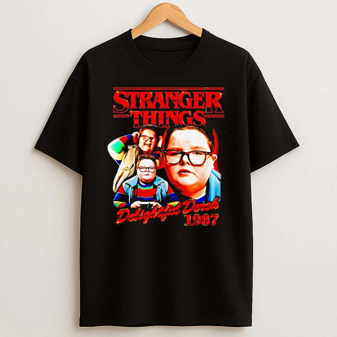 Stranger Things Delightful Derek 1987 Collage Montage Style T Shirt