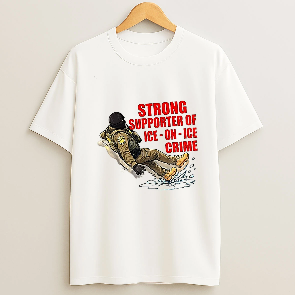 Strong Supporter Of Ice On Ice Crime Anti Ice Snow Slip T Shirt