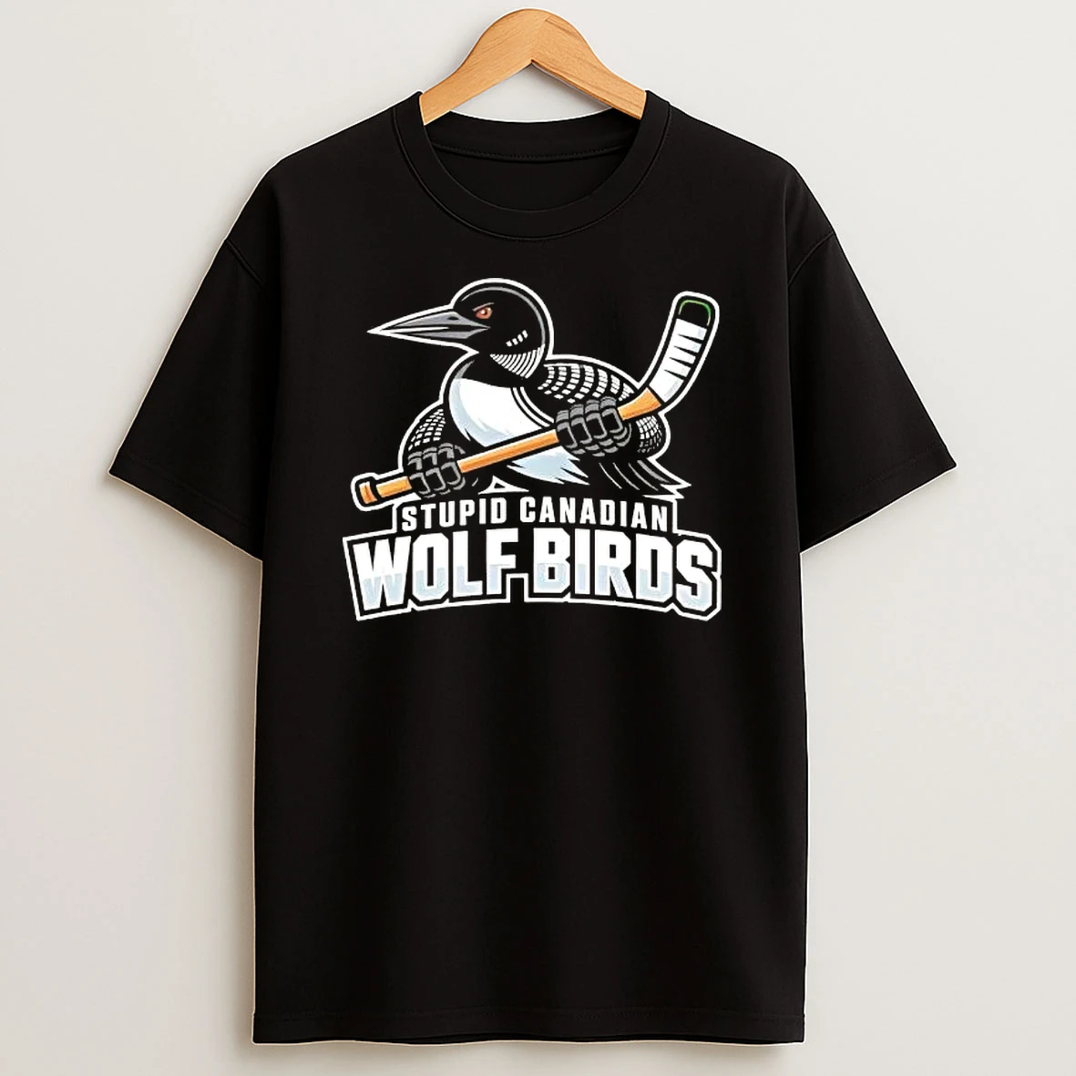 Stupid Canadian Wolf Bird Hockey Duck T Shirt