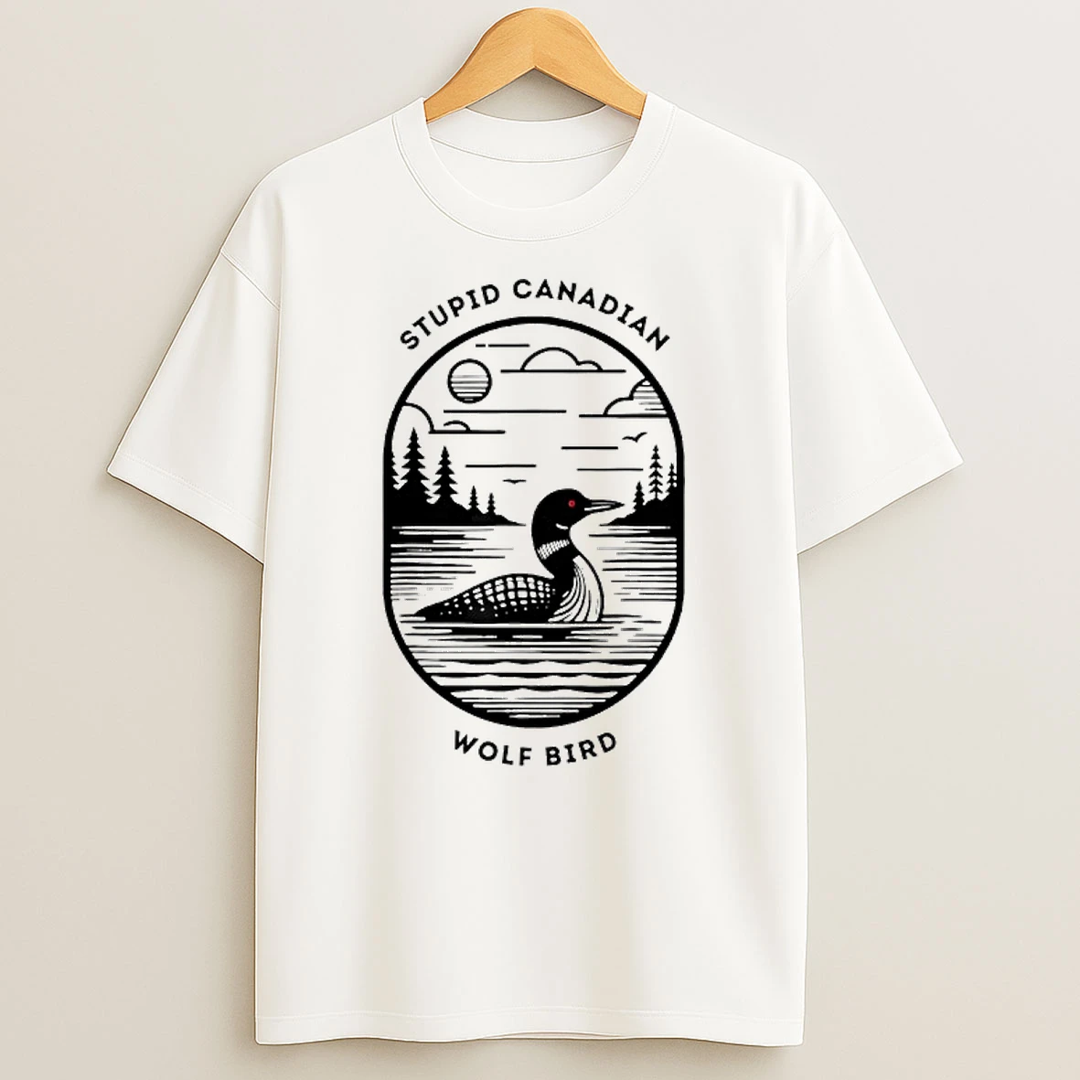 Stupid Canadian Wolf Bird Hockey Romance Lgbt Vintage T Shirt