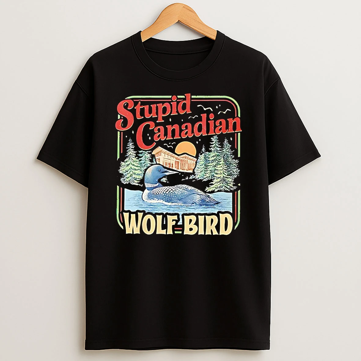Stupid Canadian Wolf Bird Vintage T Shirt