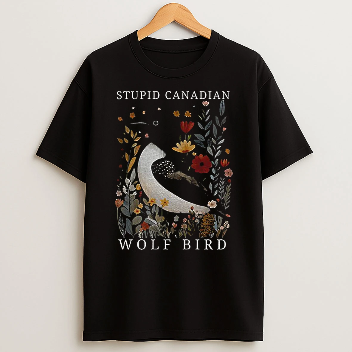 Stupid Canadian Wolf Birt Hockey Romance Lgbt Hockey Floral T Shirt