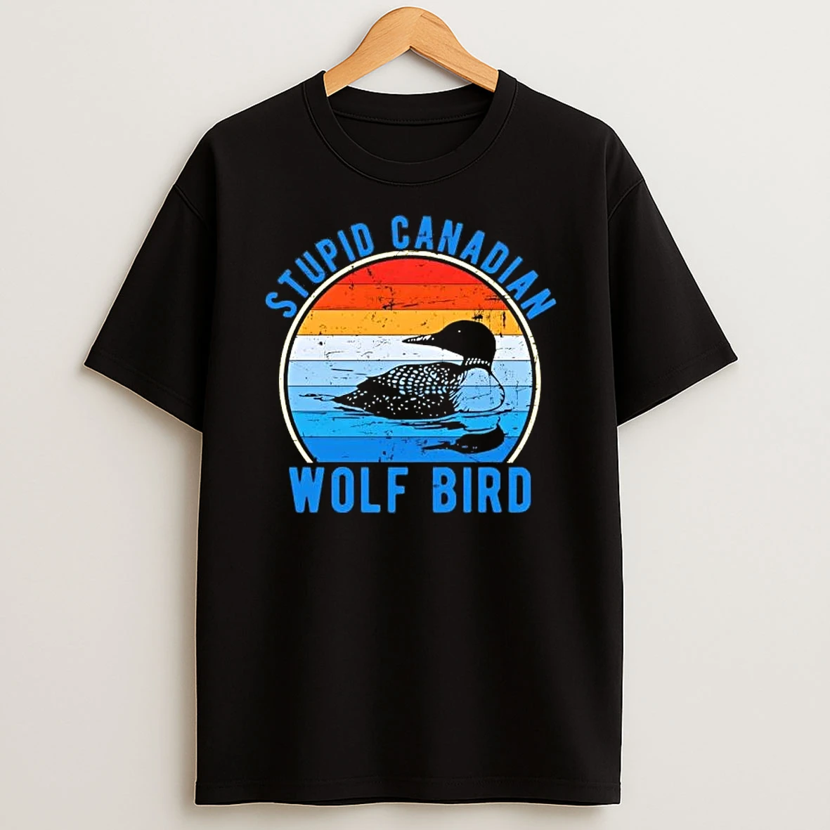 Stupid Canadian Wolf Funny Loon Bird Humor Vintage T Shirt