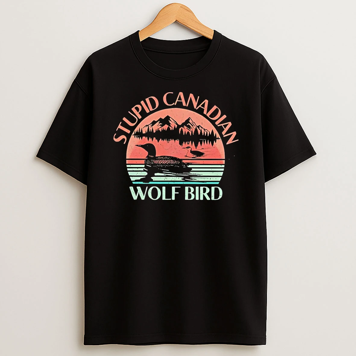 Stupid Canadian Wolf Bird Hockey Romance Heated But Devote Movie Vintage T Shirt