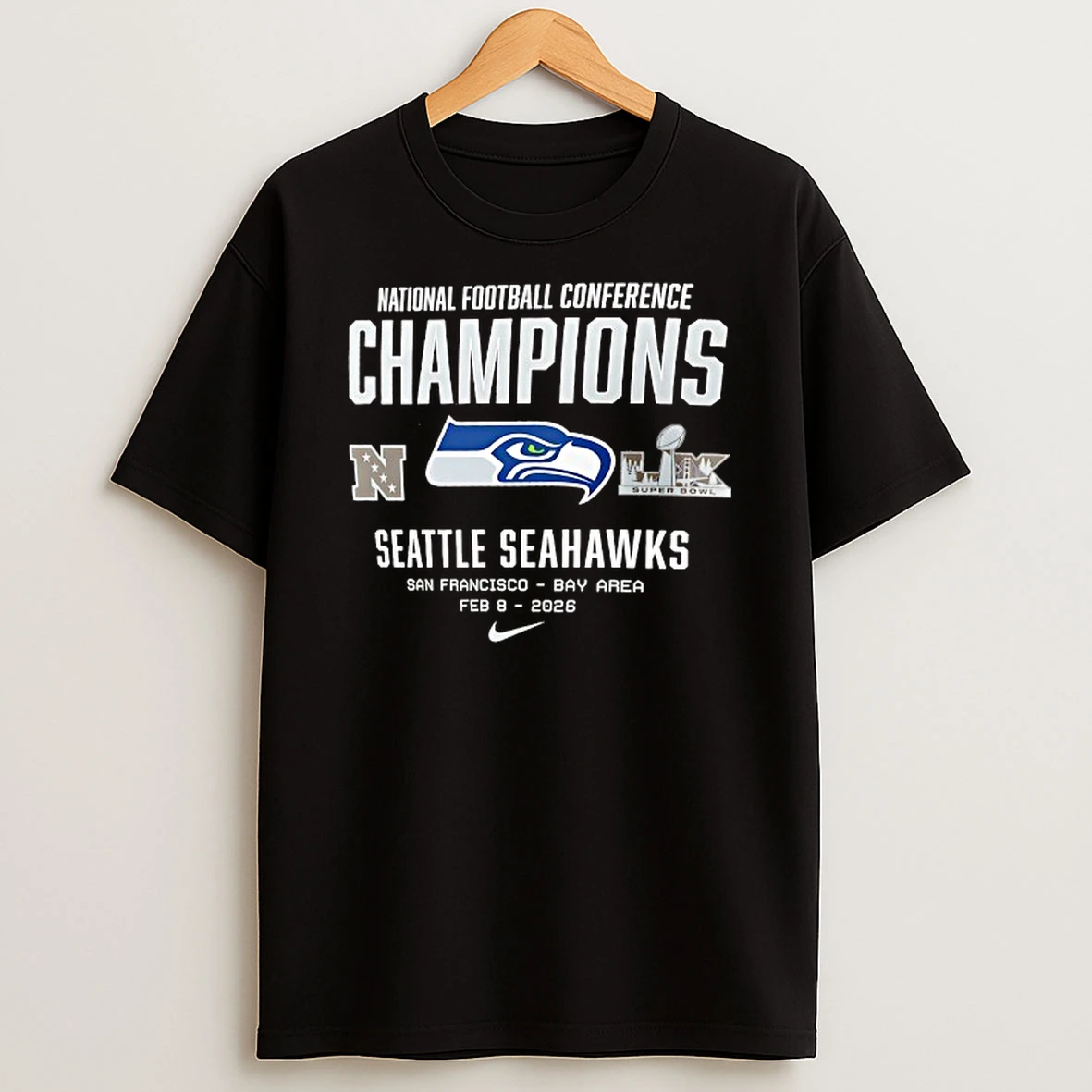 Super Bowl Lx 2026 Nfc Champions Team Nation Seattle Seahawks Football T Shirt