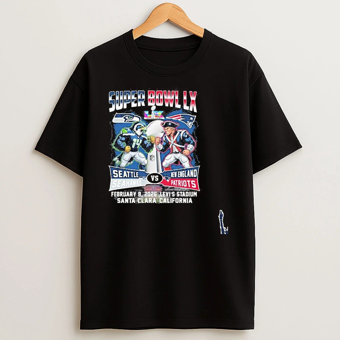 Super Bowl Lx Dueling Mascot Seattle Seahawks Vs New England Patriots T Shirt