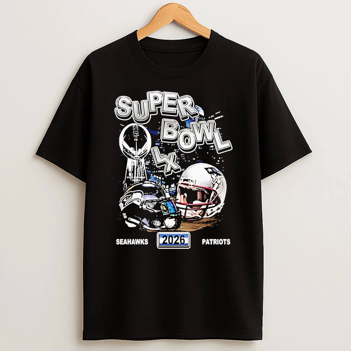 Super Bowl Lx Seahawks Vs Patriots Helmets T Shirt
