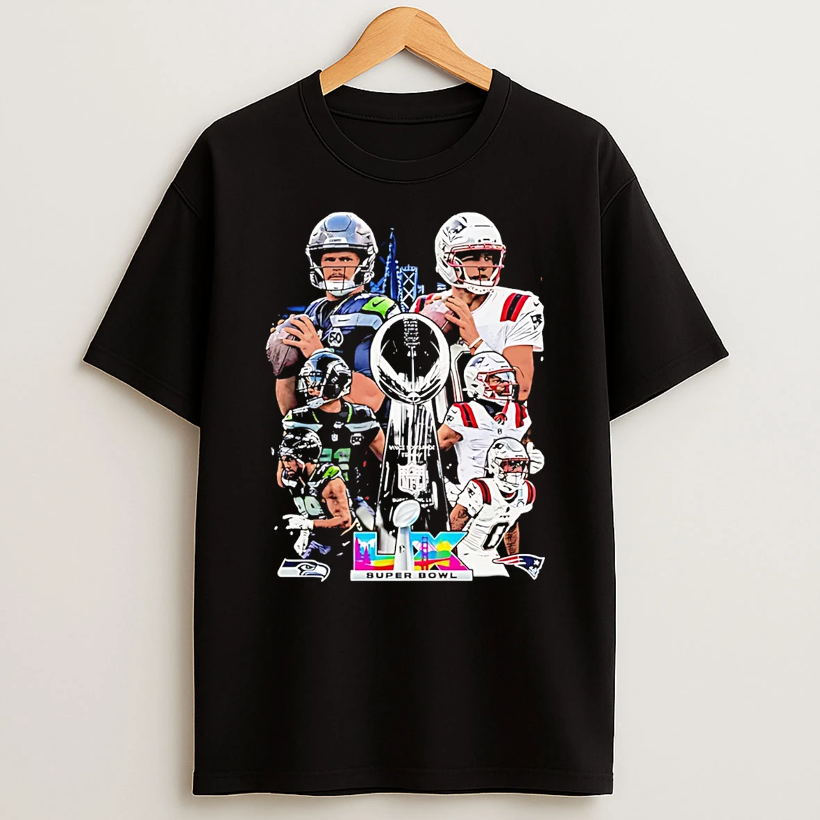 Super Bowl Lx Seahawks Vs Patriots Player Trophy Graphic T Shirt