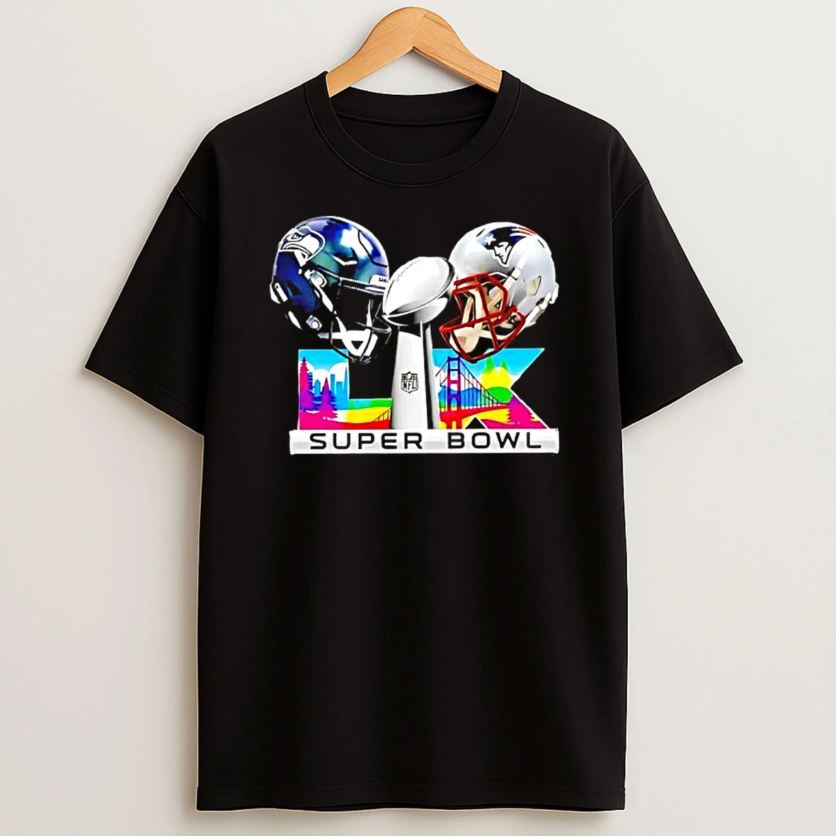 Superbowl Lx Seahwaks V Patriots Helmet T Shirt