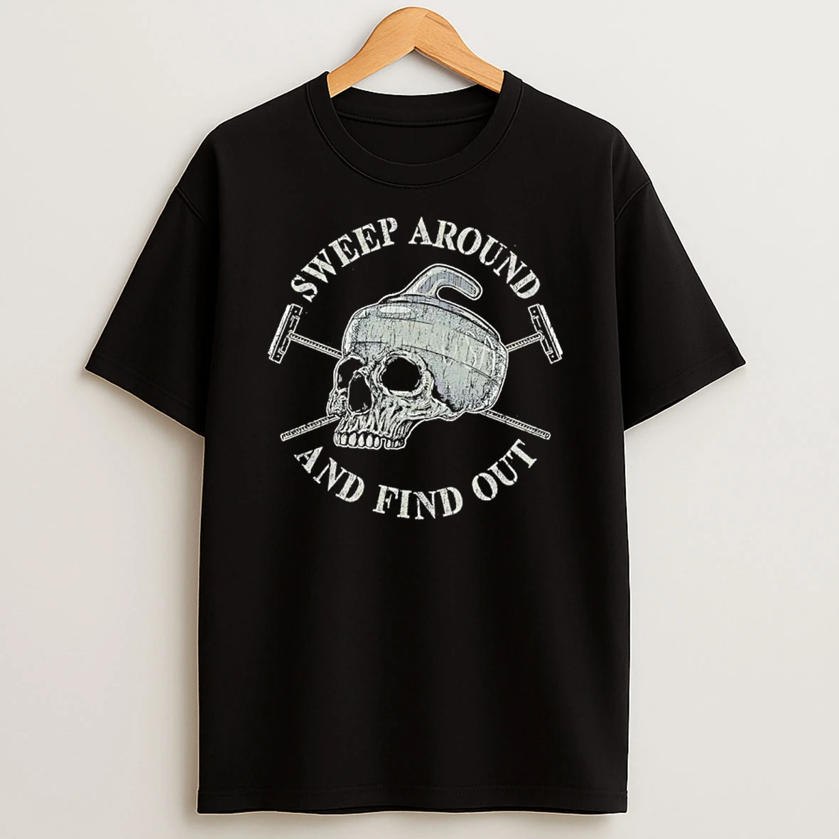 Sweep Around And Find Out Skull Hockey Graphic T Shirt