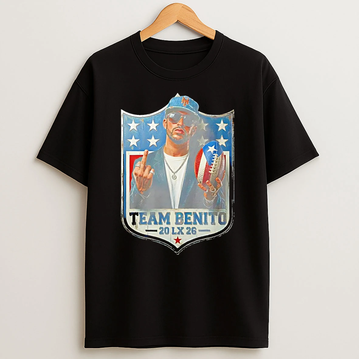 Team Benito Bad Bunny Middle Finger Lx Super Bowl 2026 Nfl Logo T Shirt