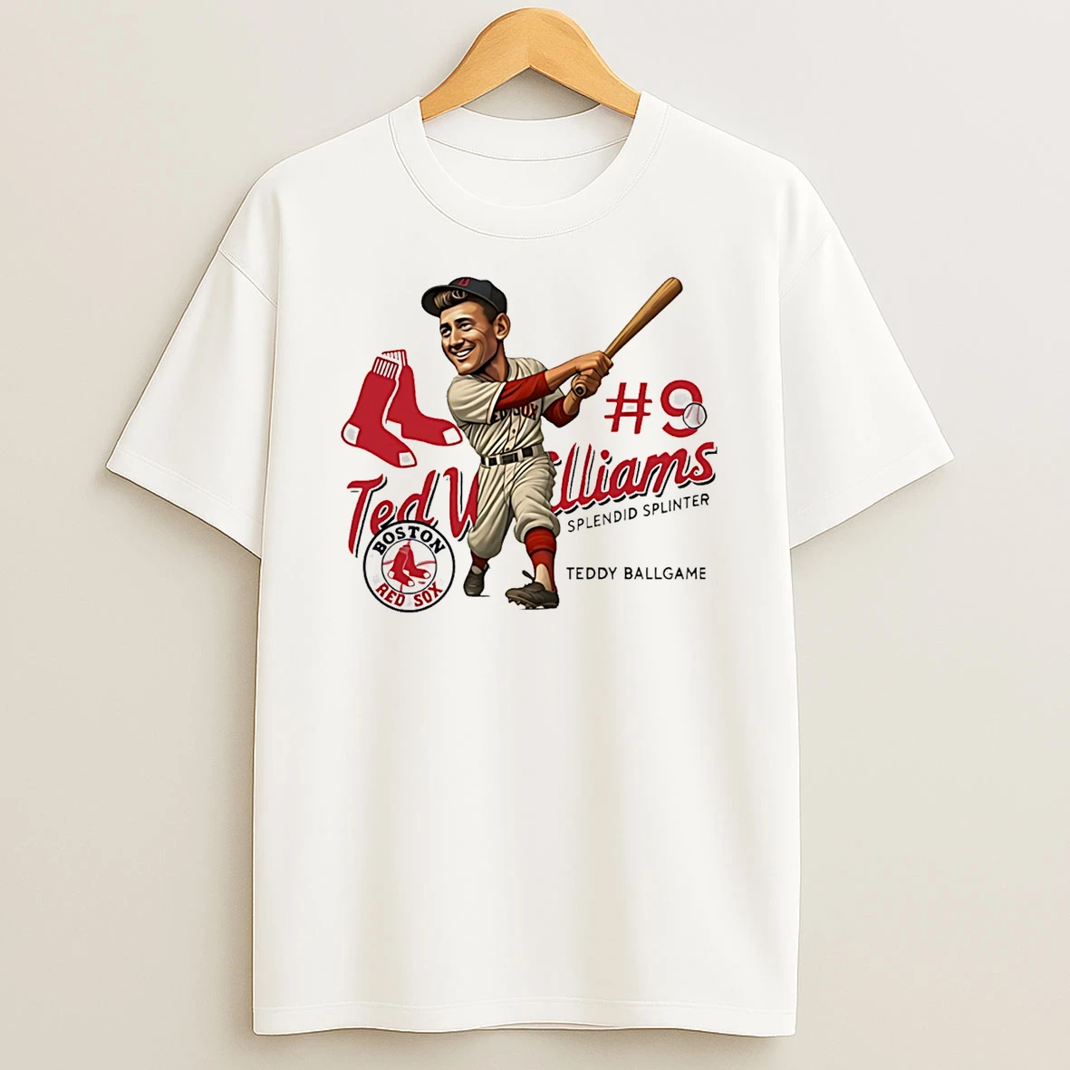Ted Williams Boston Redsox Legend Caricature T Shirt