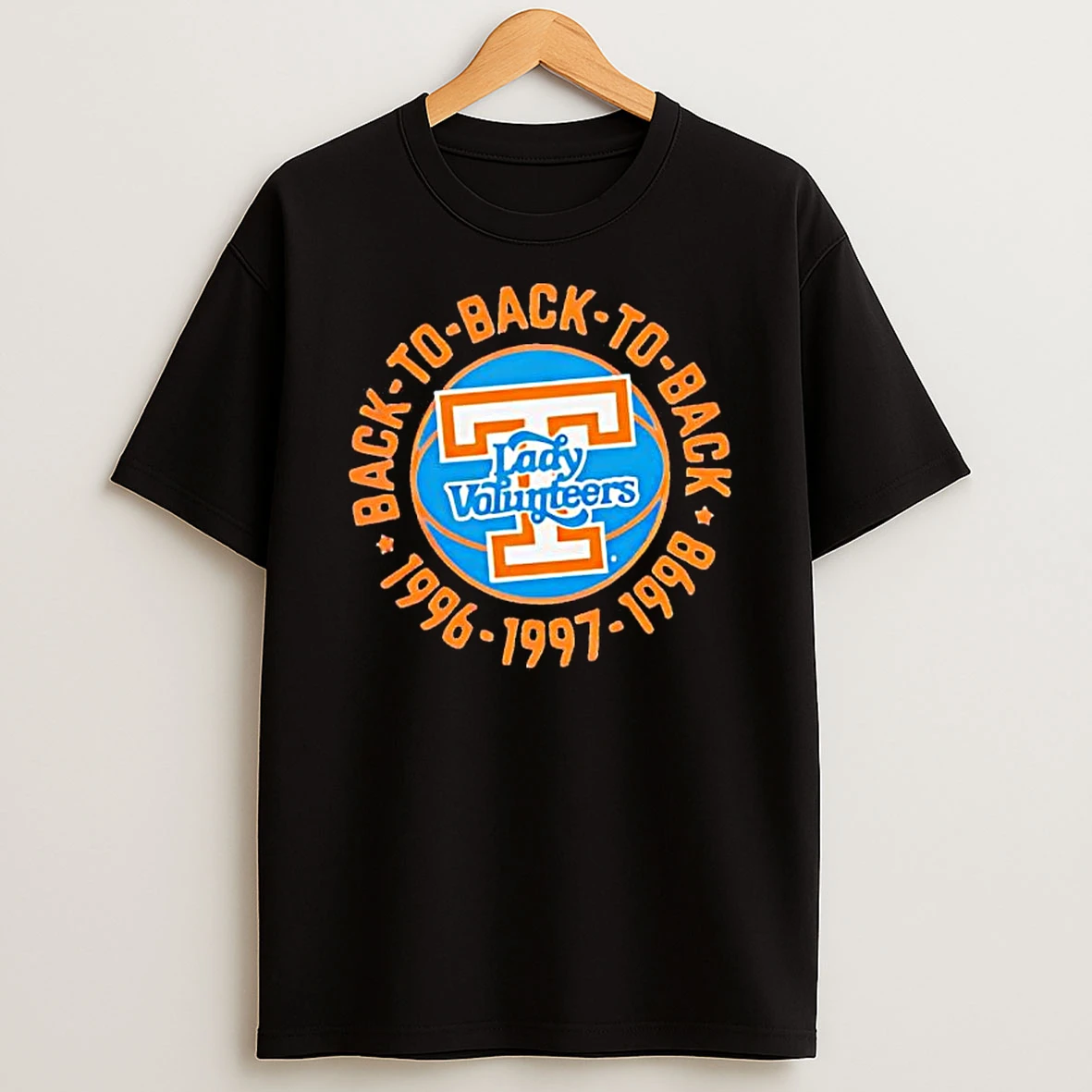 Tennessee Volunteers Lady Vols Basketball Back To Back To Back 1996 1997 1998 Logo T Shirt