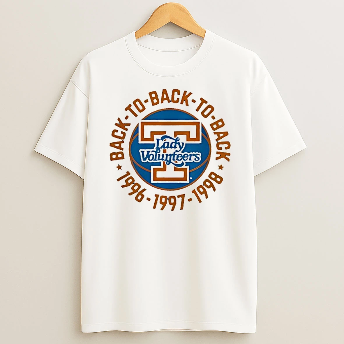 Tennessee Volunteers Lady Volunteers Back To Back To Back 1996 1997 1998 T Shirt