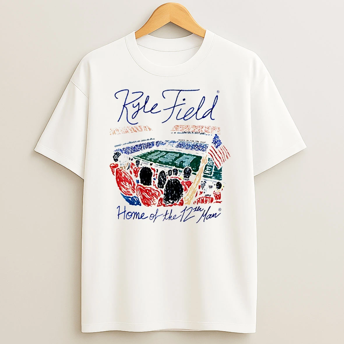 Texas A And M Aggies Kyle Field Home Of The 12th Man Drawing Circle T Shirt