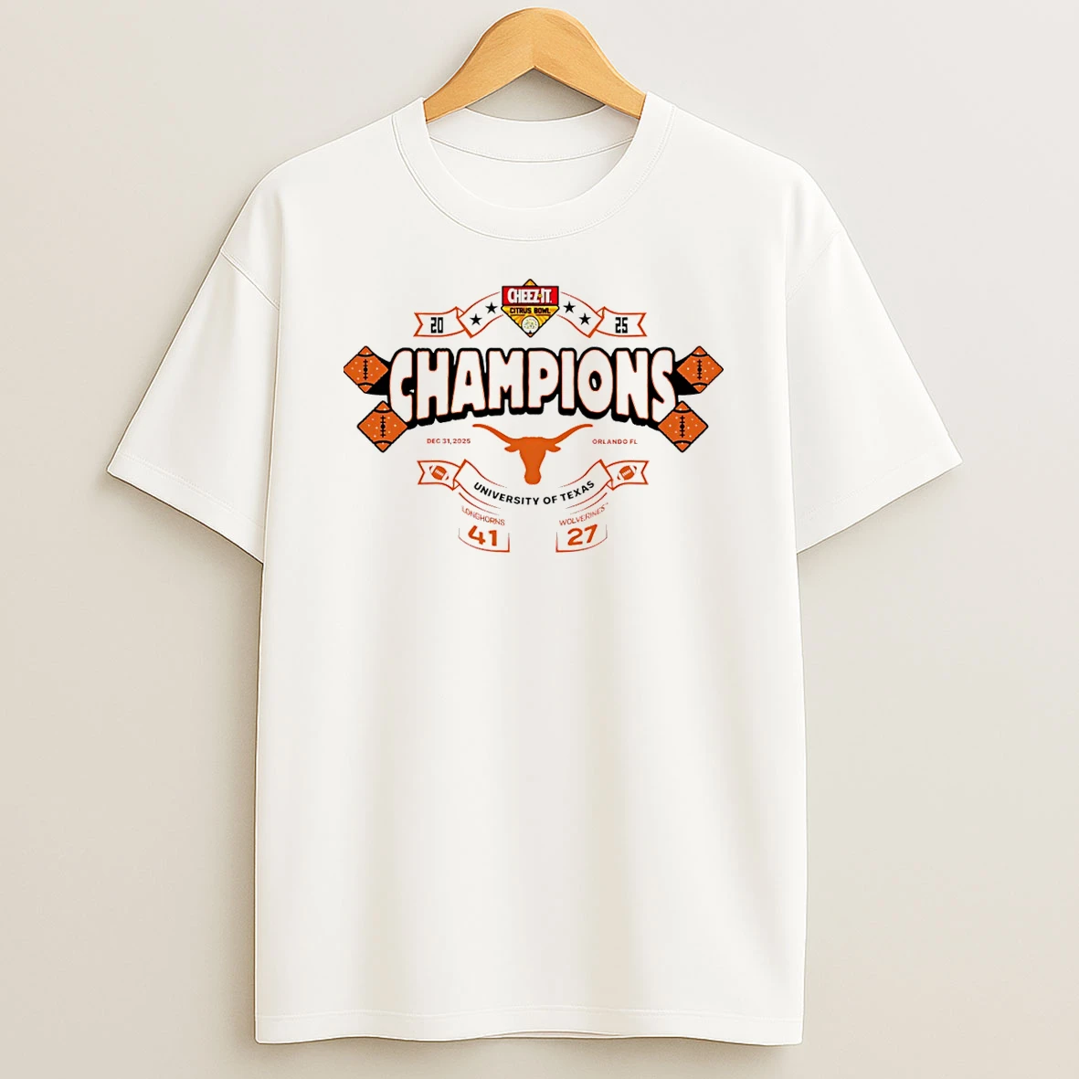 Texas Longhorns 2025 Cheez It Citrus Bowl Champions Socre T Shirt
