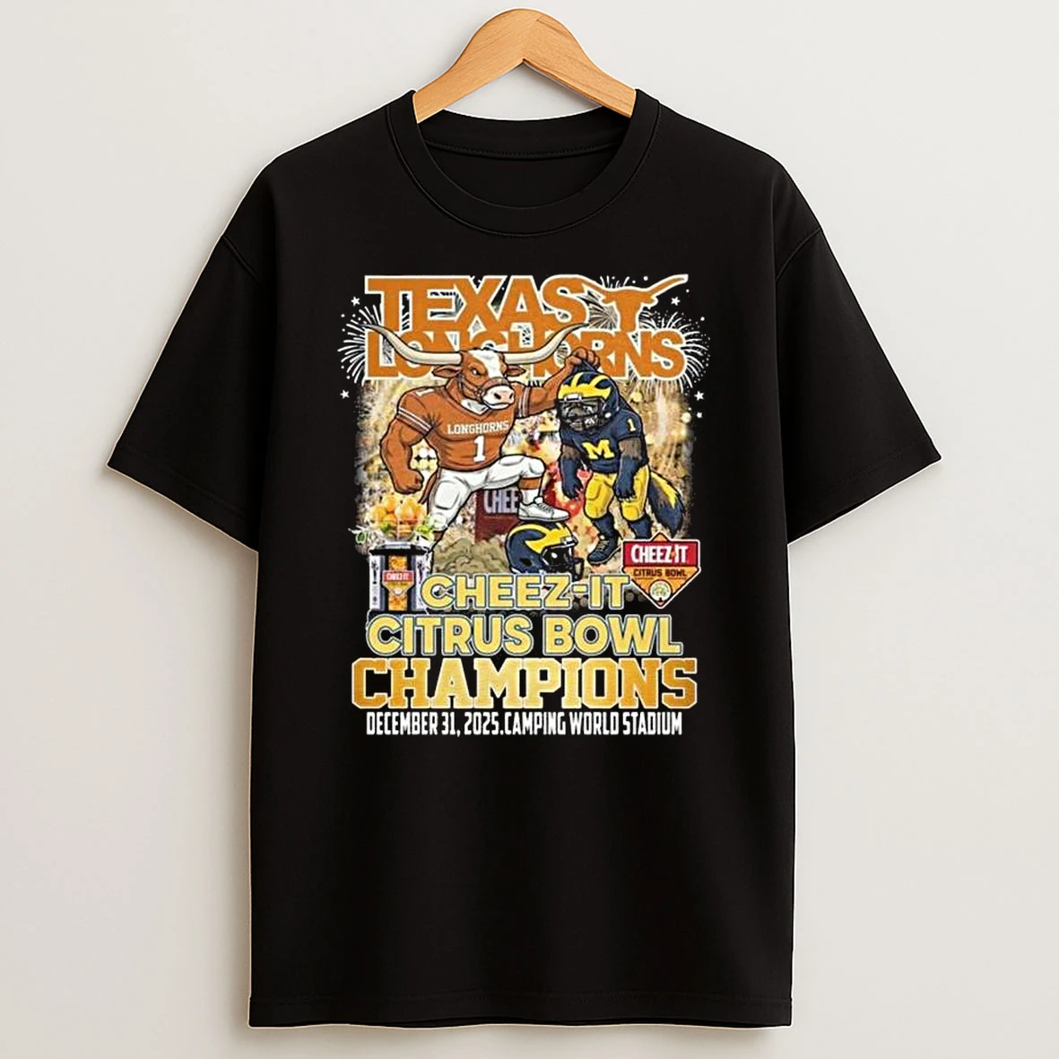 Texas Longhorns Cheez It Citrus Bowl Champions 2025 Dec 31 Mascot T Shirt