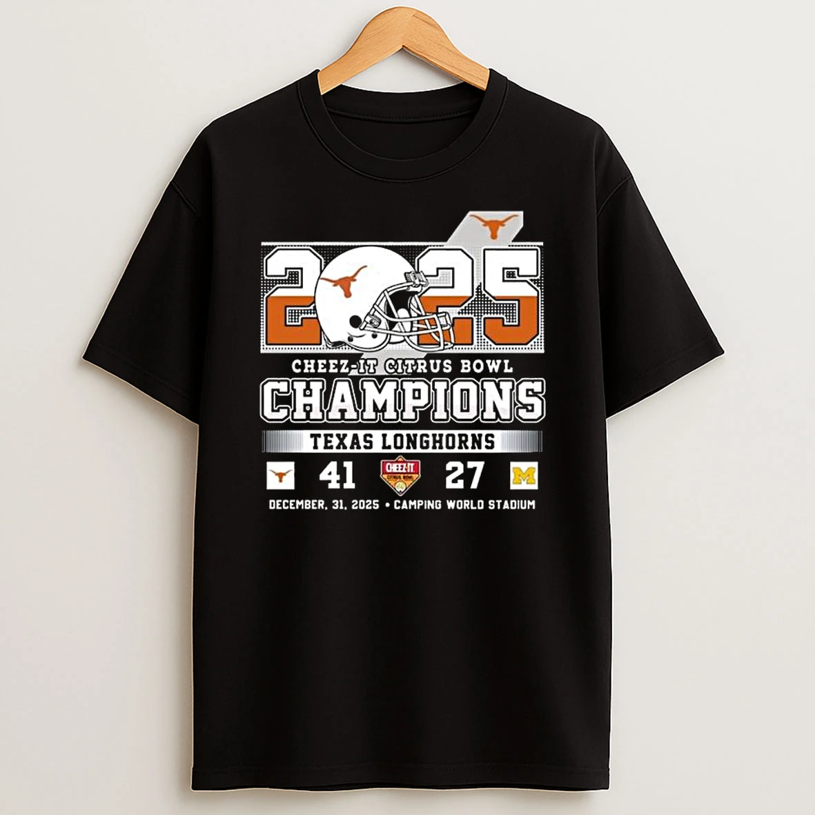 Texas Longhorns Citrus Bowl Champions Score 41 27 Dec 31 2025 Helmet T Shirt