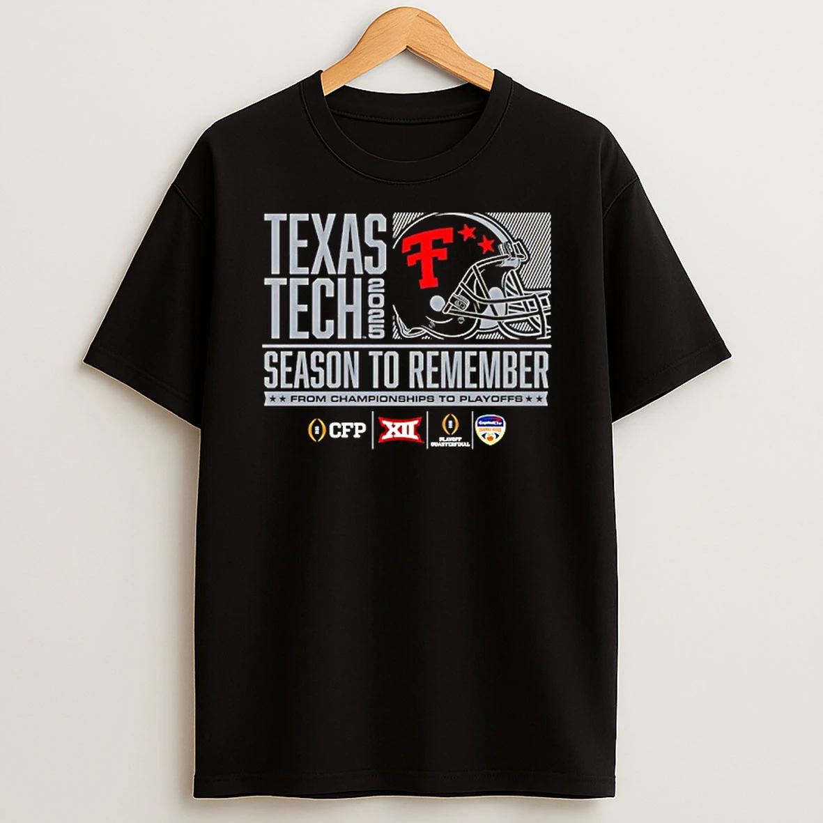 Texas Tech Red Raiders Football 2025 Cfp Season To Remember Helmet T Shirt