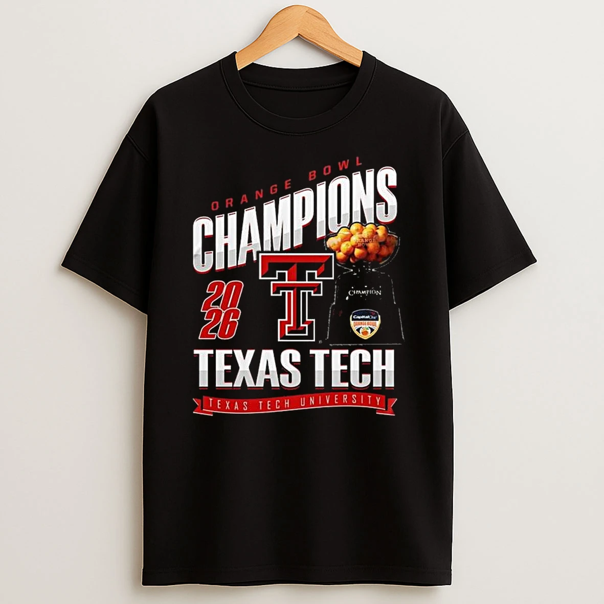 Texas Tech Red Raiders Orange Bowl Champions Trophy 2026 T Shirt