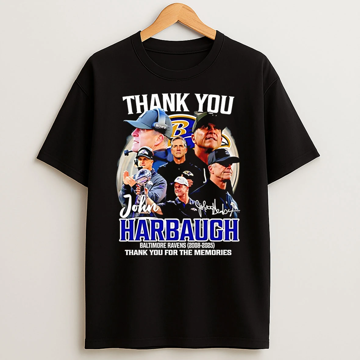 Thank You John Harbaugh Baltimore Ravens Thank You For The Memories Signature T Shirt