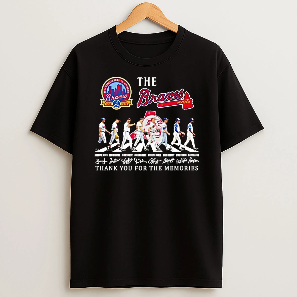 The Atlanta Braves 60th Anniversary Players Road Signature Thank You T Shirt