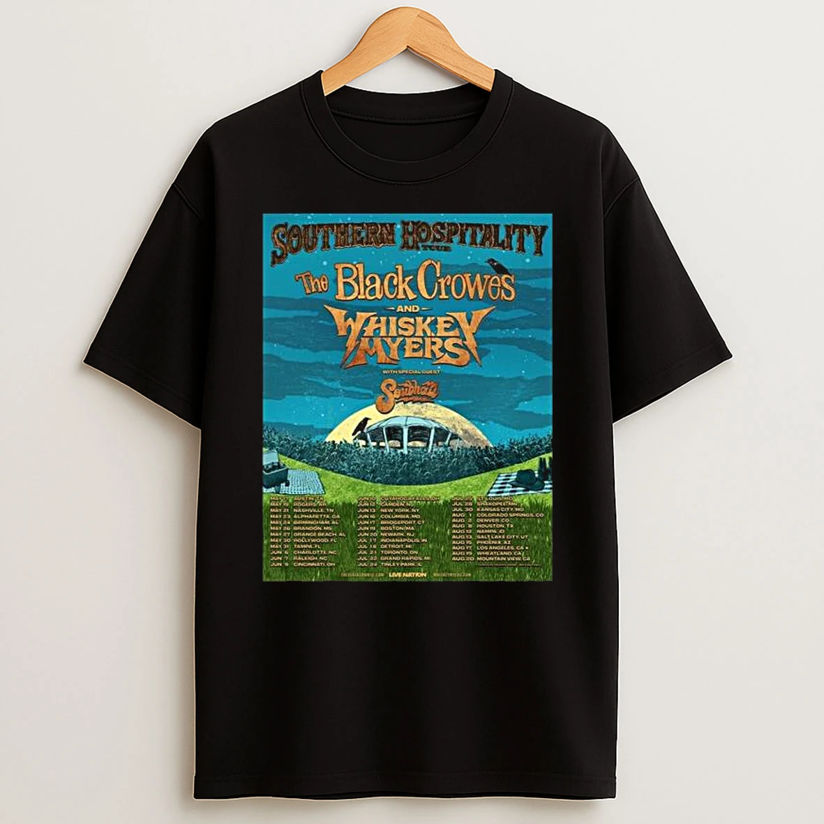 The Black Crowes And Whiskey Myers Southern Hospitality Tour 2026 North America Schedule Dates T Shirt