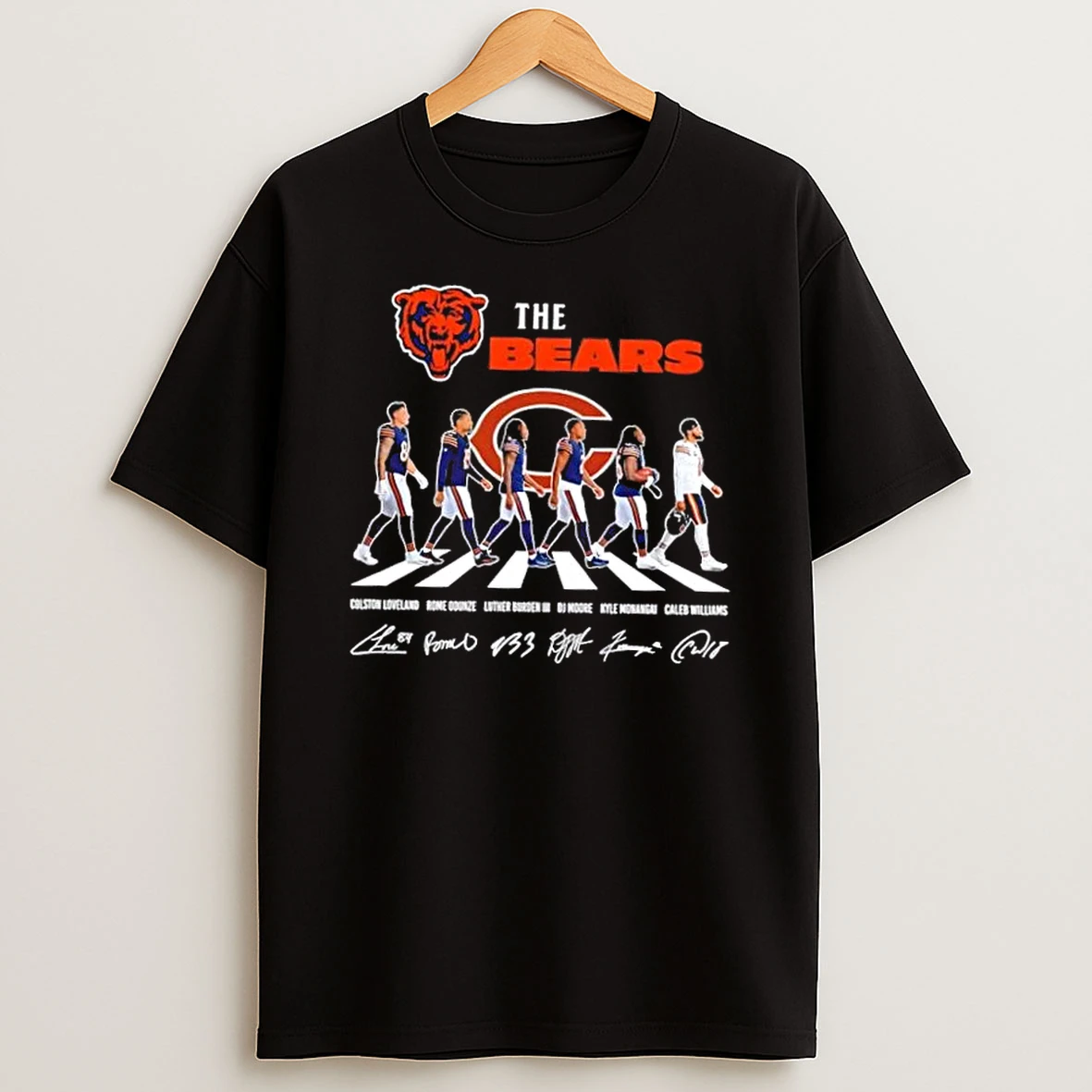 The Chicago Bears Colston Loveland Rome Odunze And Players Abbey Road Signatures T Shirt