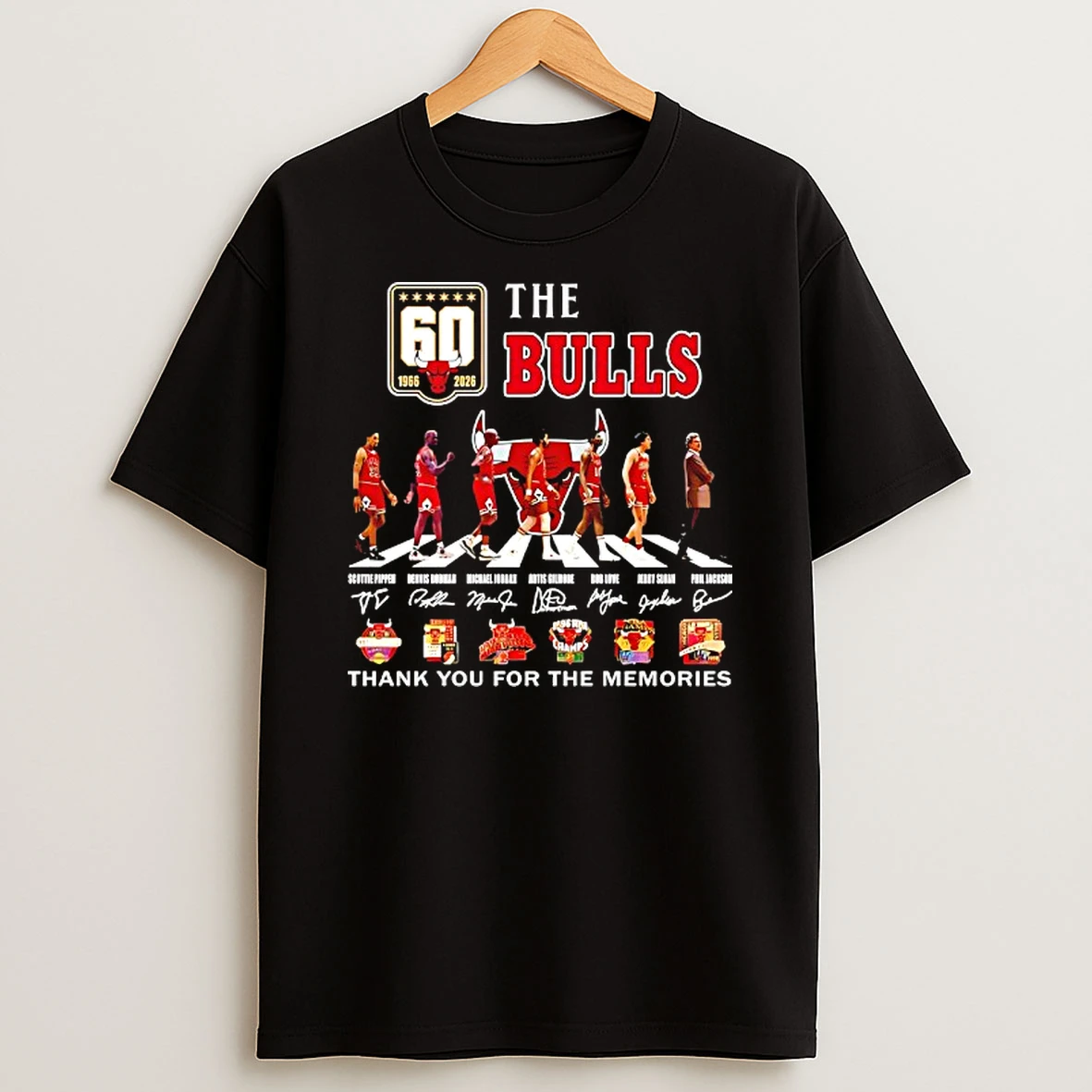 The Chicago Bulls Players Abbey Road 60 Years 1966 2026 Thank You For The Memories Signature T Shirt