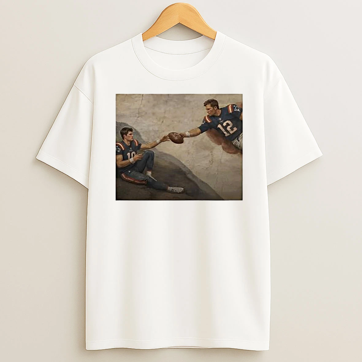 The Creation Of Adam Tom Brady Drake Maye Fan Parody Funny Joke T Shirt