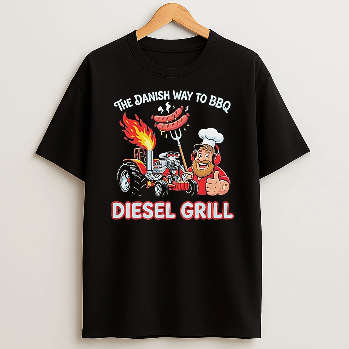 The Danish Way To Bbq Disel Grill Tractor Pulling T Shirt