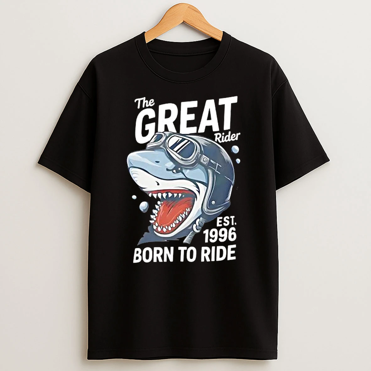 The Great Rider Shark Vintage Biker Graphic T Shirt