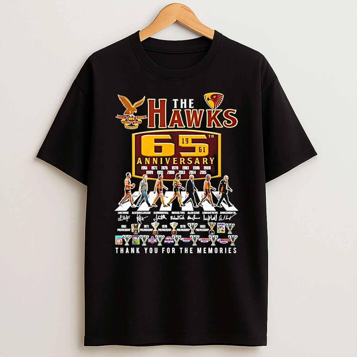 The Hawks 65th Anniversary 1961 2026 Thank You For The Memories Signtures T Shirt