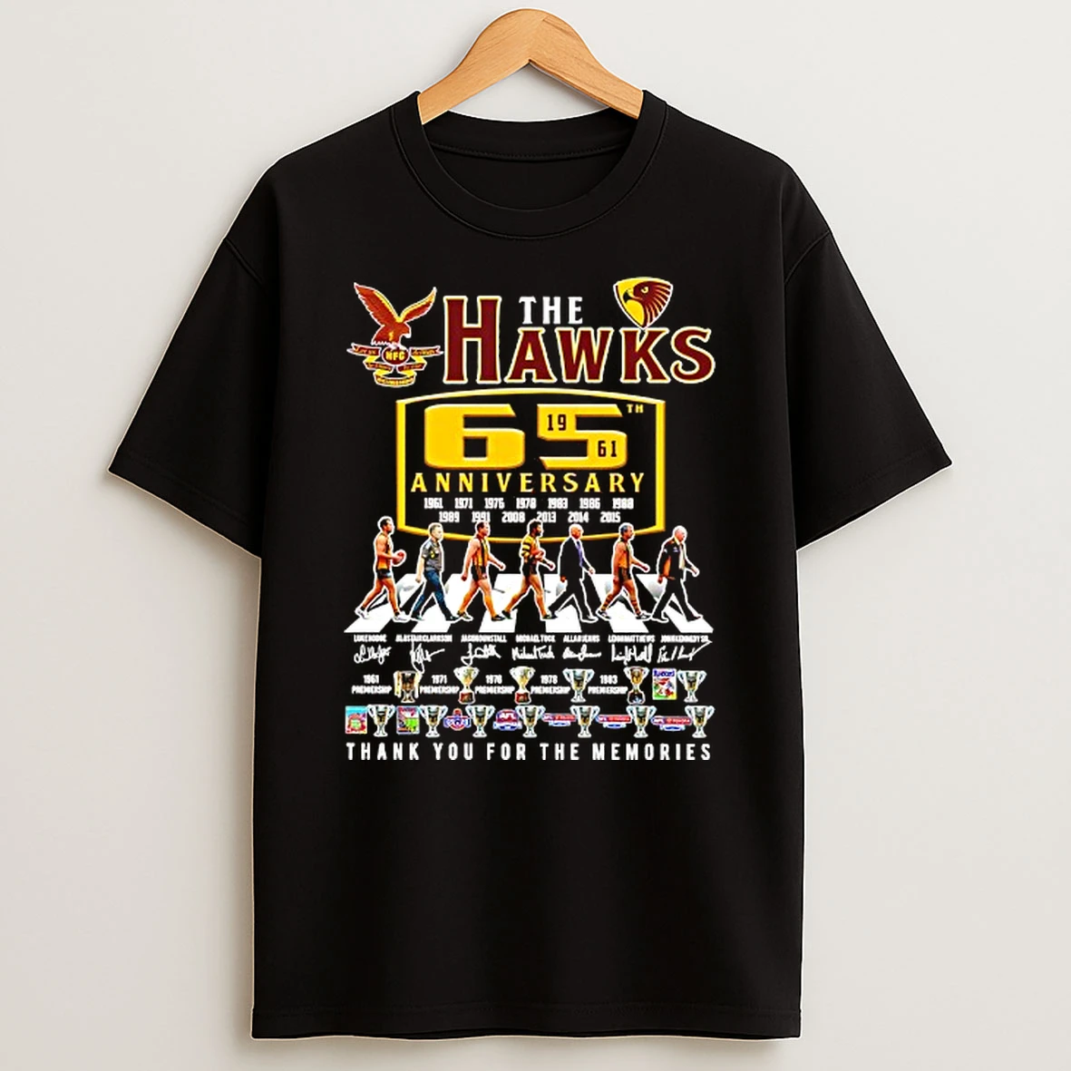 The Hawks Hawthorn Football Club Abbey Road 65th Anniversary 1961 2026 Thank You For The Memories Signatures T Shirt