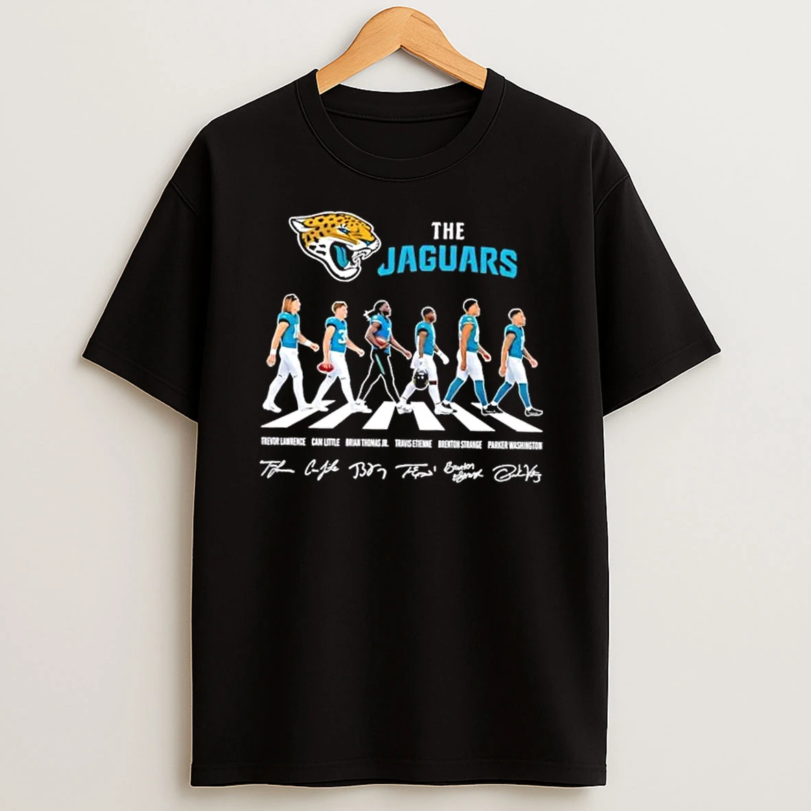 The Jacksonville Jaguars Trevor Lawrence Cam Little And Players Abbey Road Signatures T Shirt
