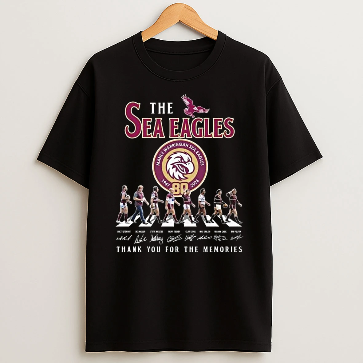 The Manly Warringah Sea Eagles 80th Anniversary 1947 2026 Abbey Road Signatures Thank You For The Memories T Shirt