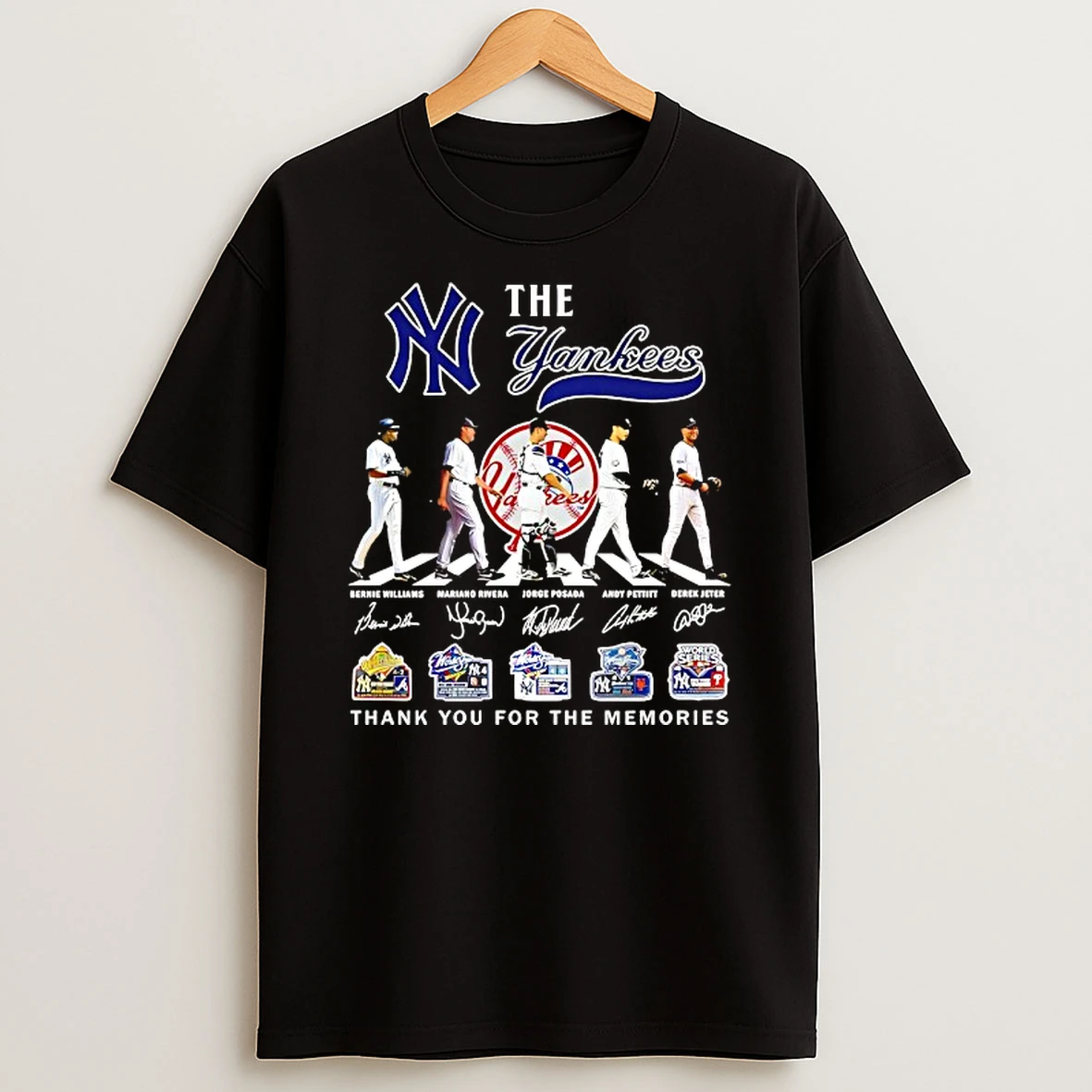 The New York Yankees Core Five Abbey Road 2026 Thank You For The Memories Signatures T Shirt