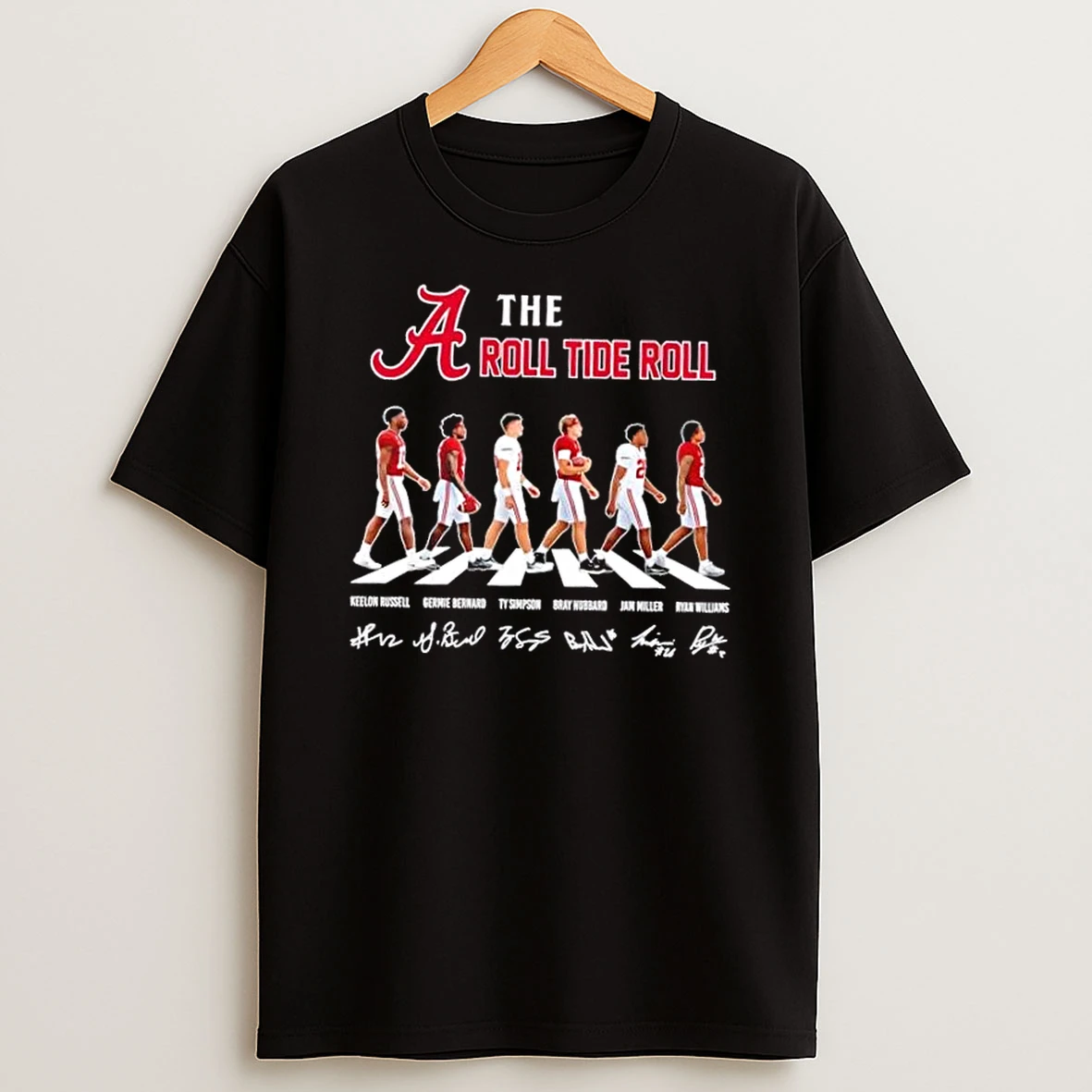 The Roll Tide Roll Alabama Crimson Tide Keelon Russell And Players Abbey Road Signatures T Shirt