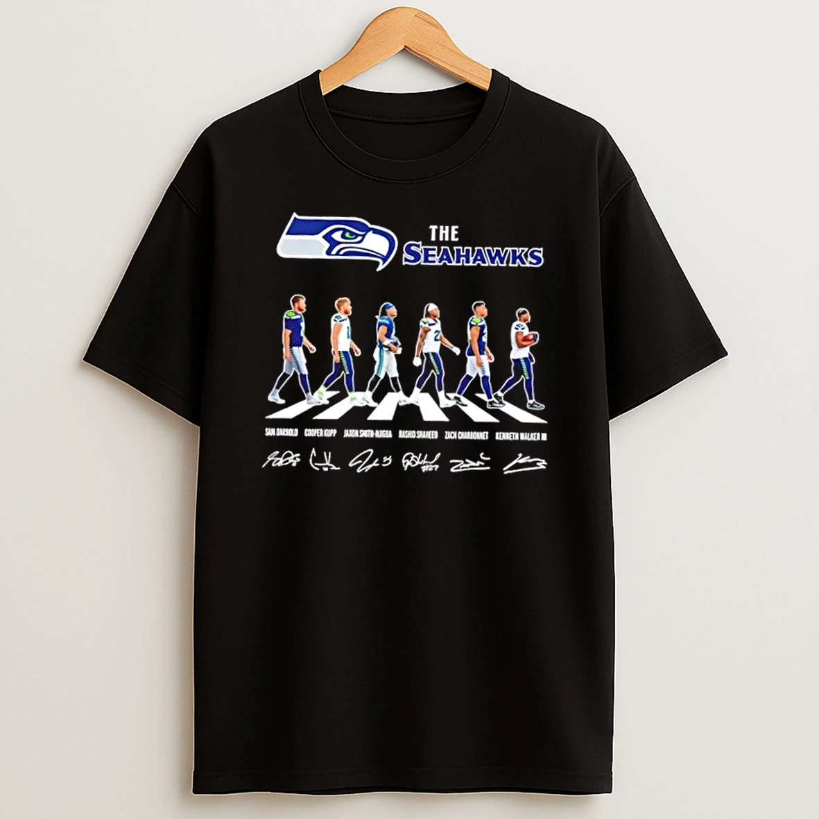 The Seattle Seahawks Sam Darnold Cooper Kupp And Players Abbey Road Signatures T Shirt