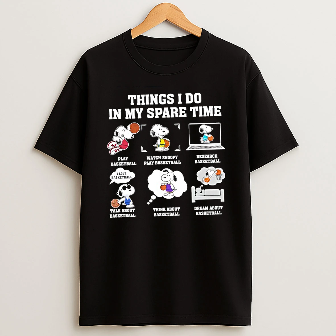 Things I Do In My Spare Time Snoopy Play Basketball Graphic T Shirt