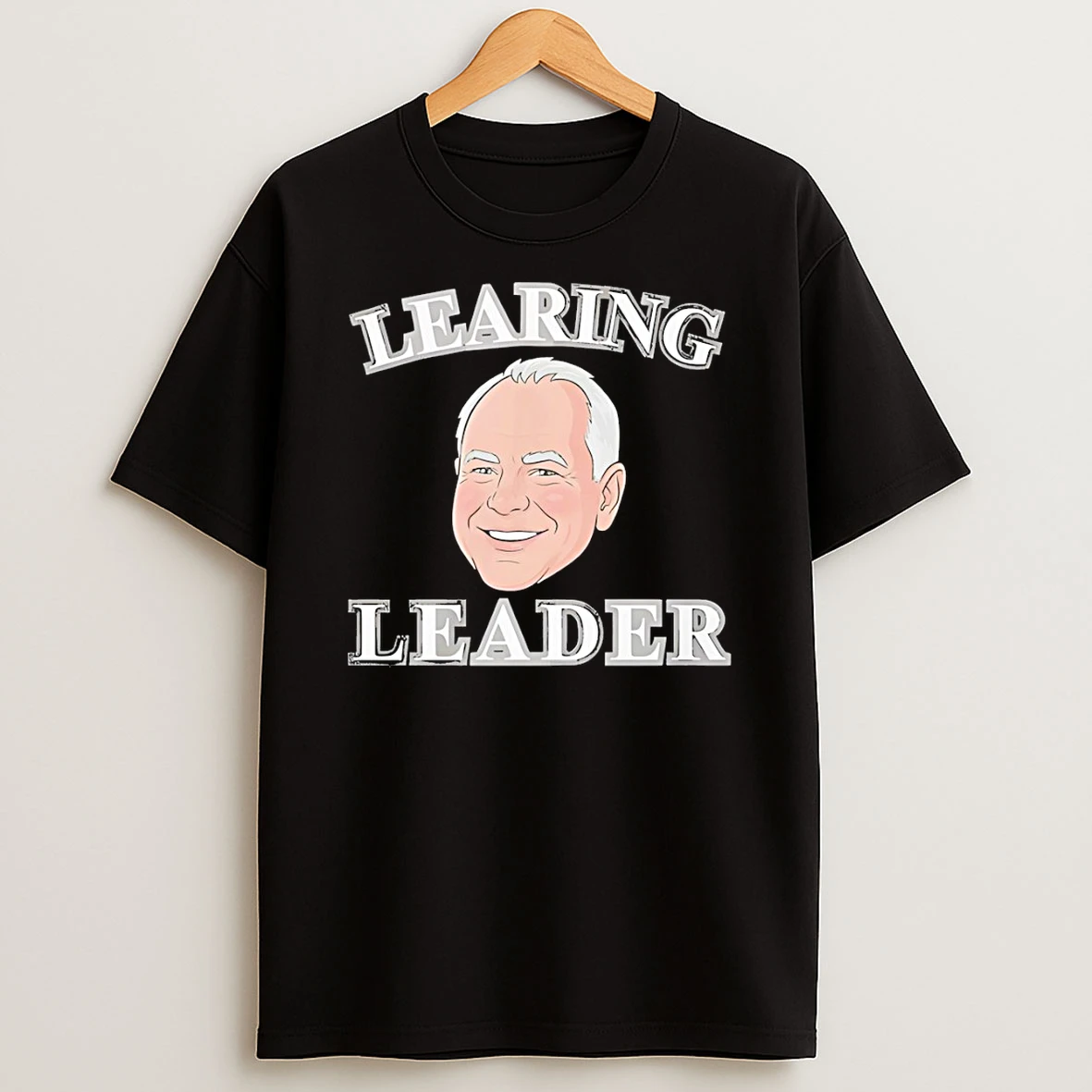 Tim Walz Big Face Cartoon Learning Leader T Shirt