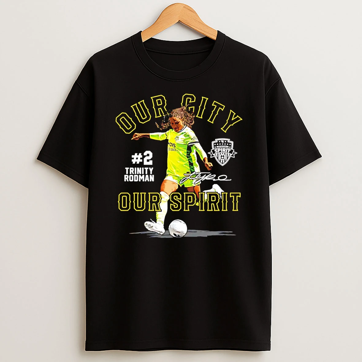 Trinity Rodman Washington Spirit Our City Our Spirit Signature T Shirt